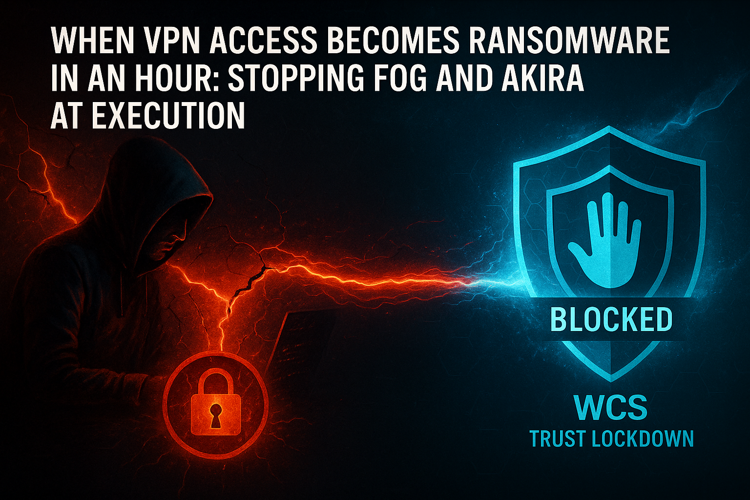 Fog and Akira ransomware via SonicWall SSL VPN — White Cloud Security Trust Lockdown default-deny would help block the ransomware payload even after VPN access