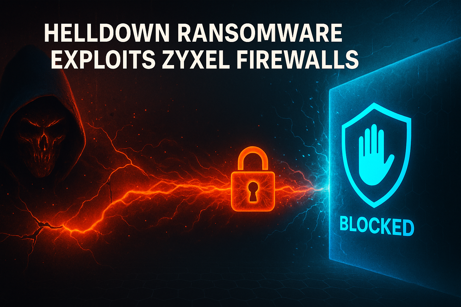 Helldown ransomware Zyxel firewall exploitation — White Cloud Security Trust Lockdown default-deny would help block the encryptor even after a perimeter breach